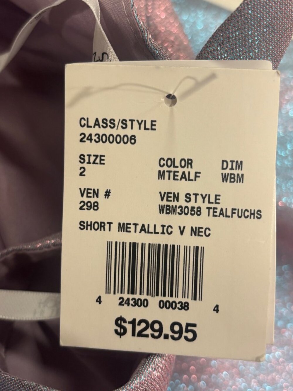 Fifteen Roses Metallic Pink Teal Fit Flare Dress Size 2 NWT Party Prom - Picture 12 of 13